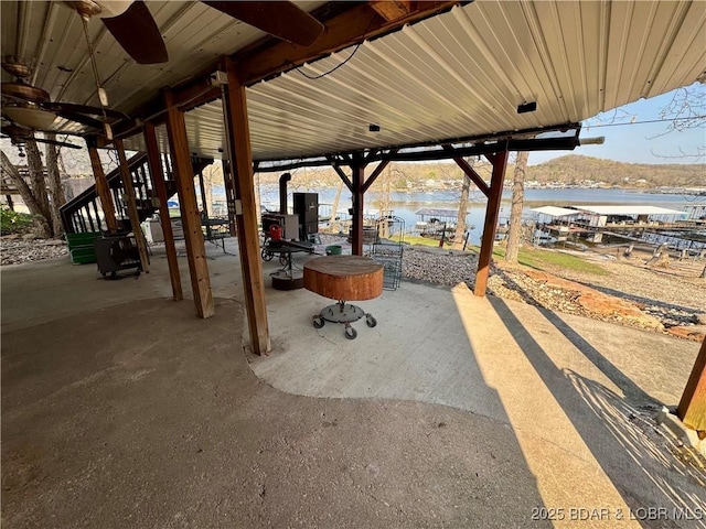 21 Ke Jo Point Rd, Gravois Mills, MO 65037 - view of patio / terrace featuring a water view and stairs