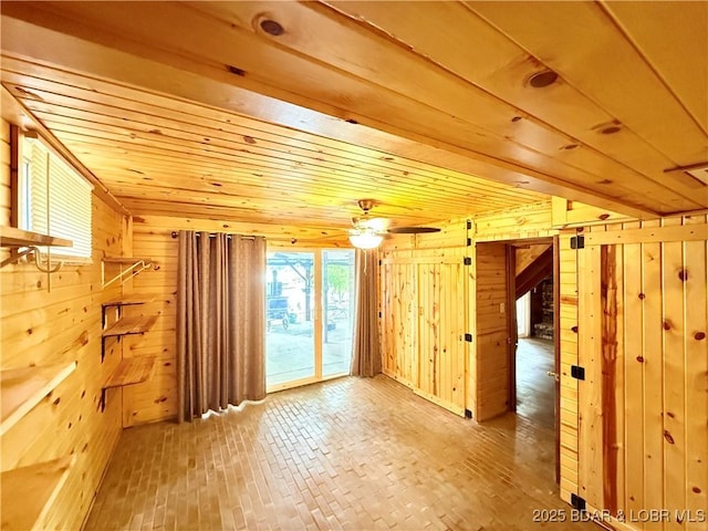 21 Ke Jo Point Rd, Gravois Mills, MO 65037 - unfurnished room featuring wooden ceiling and wood walls