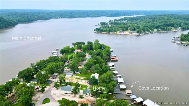21 Ke Jo Point Rd, Gravois Mills, MO 65037 - aerial view of property and surrounding area with a nearby body of water and property parcel outlined