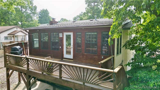 21 Ke Jo Point Rd, Gravois Mills, MO 65037 - rear view of property featuring a deck and a chimney