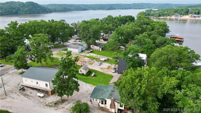 21 Ke Jo Point Rd, Gravois Mills, MO 65037 - aerial view of a large body of water and a heavily wooded area