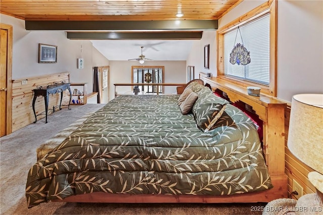 32785 Dixie Dr, Gravois Mills, MO 65037 - carpeted bedroom featuring wooden ceiling and vaulted ceiling