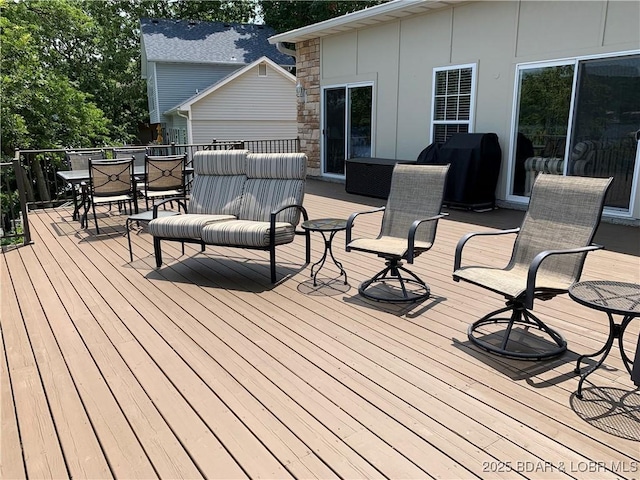 28783 Morgan Hills Rd, Gravois Mills, MO 65037 - wooden deck featuring outdoor dining area