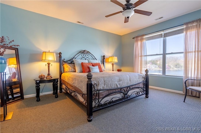 275 Flynn Rd Unit 205, Lake Ozark, MO 65049 - bedroom with ceiling fan, carpet flooring, baseboards, and visible vents