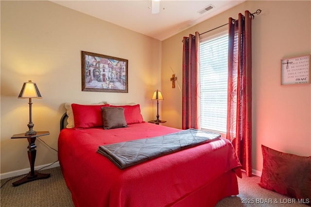 275 Flynn Rd Unit 205, Lake Ozark, MO 65049 - carpeted bedroom with ceiling fan, baseboards, and visible vents