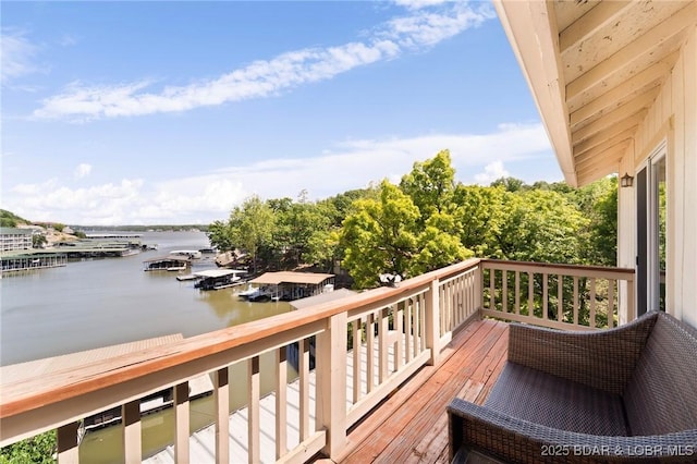 70 Ravenwood Dr, Lake Ozark, MO 65049 - wooden terrace featuring a water view