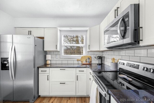 kitchen with white cabinetry and stainless steel appliances