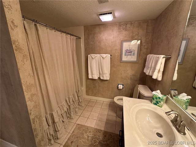 429-1D Racquet Club Dr Unit 1D, Four Seasons, MO 65049 - full bathroom featuring vanity, tile patterned floors, a textured ceiling, toilet, and visible vents