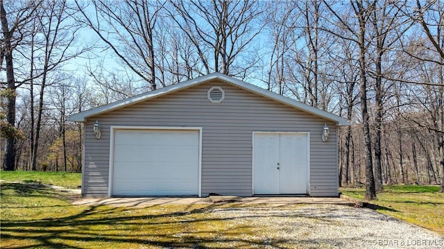view of detached garage