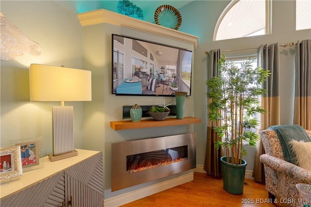 5218 Big Ship St, Osage Beach, MO 65065 - sitting room with wood finished floors and a glass covered fireplace
