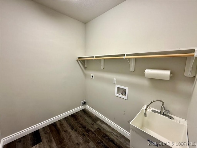 245 Davis Dr, Holts Summit, MO 65043 - laundry area with laundry area, hookup for an electric dryer, baseboards, washer hookup, and dark wood-style flooring