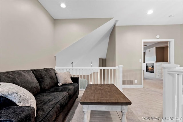 275 Waterford Ter, Sunrise Beach, MO 65079 - carpeted living room featuring visible vents and recessed lighting