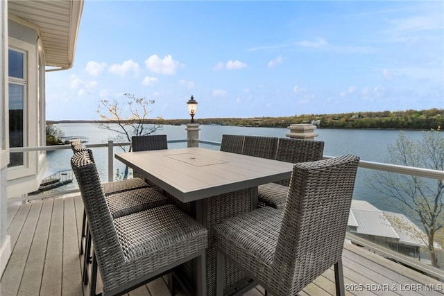 275 Waterford Ter, Sunrise Beach, MO 65079 - deck featuring outdoor dining area and a water view