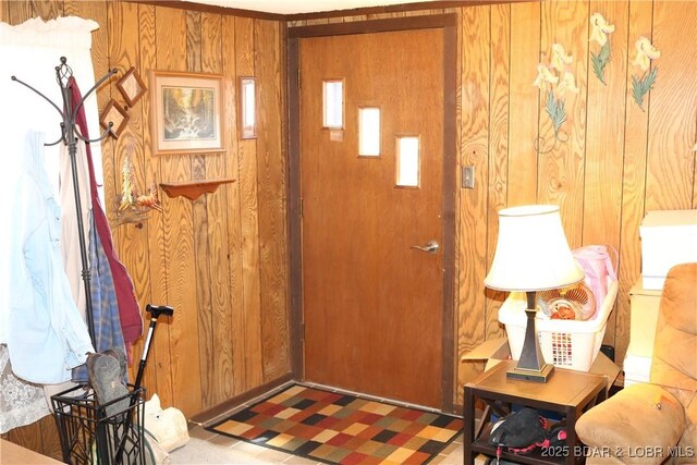 30718 Honeysuckle Rd, Gravois Mills, MO 65037 - foyer featuring wood walls