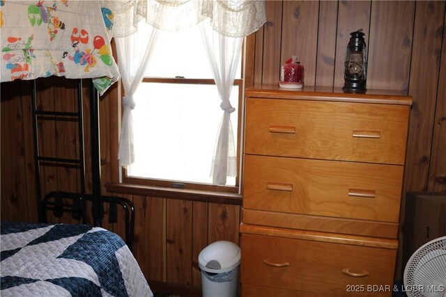 30718 Honeysuckle Rd, Gravois Mills, MO 65037 - bedroom with wooden walls