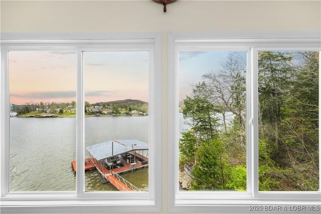doorway with a water view