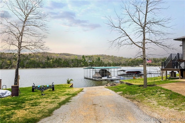 view of dock featuring a water view