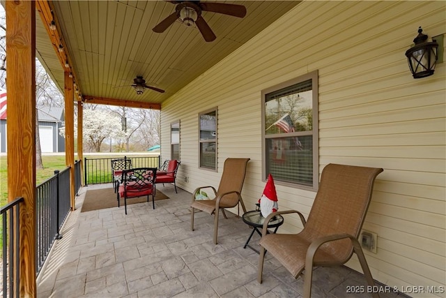 view of patio with ceiling fan