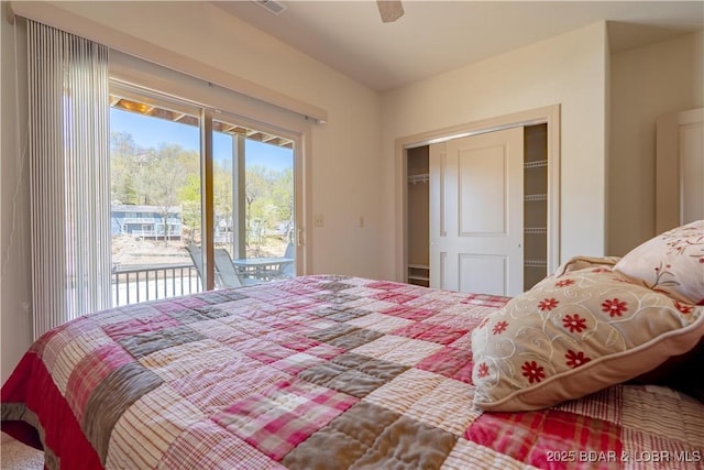 6605 Saint Moritz Dr, Osage Beach, MO 65065 - bedroom with a closet, ceiling fan, and access to exterior