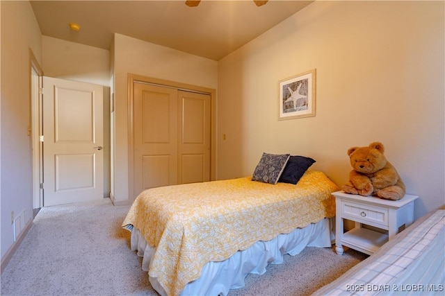 6605 Saint Moritz Dr, Osage Beach, MO 65065 - bedroom featuring carpet floors, a closet, ceiling fan, and visible vents
