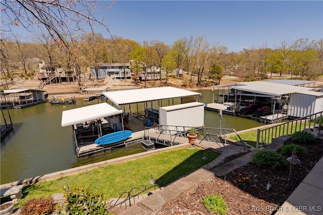 6605 Saint Moritz Dr, Osage Beach, MO 65065 - view of dock featuring a water view and boat lift