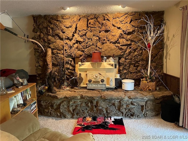 31945 Idle Wild Rd, Gravois Mills, MO 65037 - living room with a textured ceiling and carpet