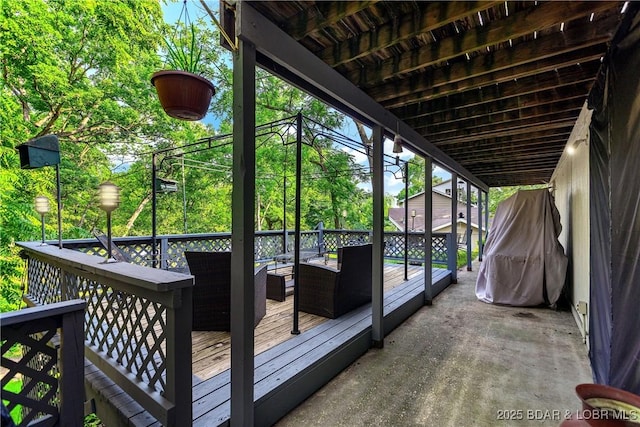 31945 Idle Wild Rd, Gravois Mills, MO 65037 - wooden terrace featuring an outdoor hangout area