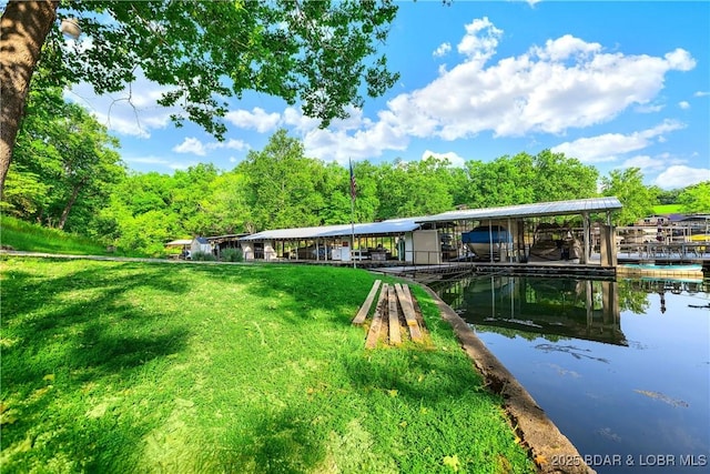 31945 Idle Wild Rd, Gravois Mills, MO 65037 - exterior space featuring a yard and boat lift