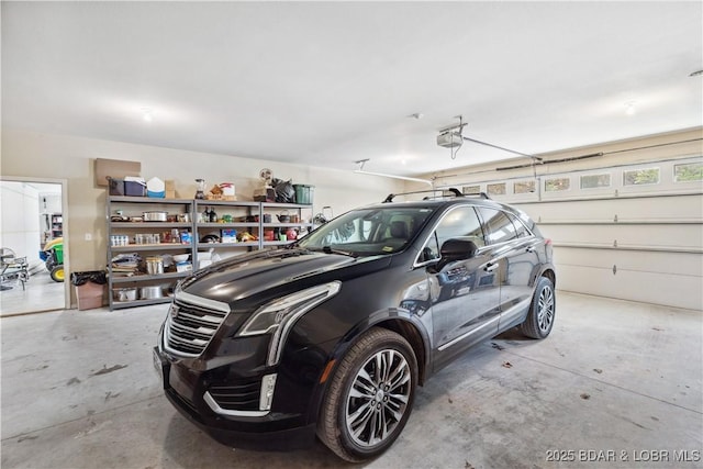 garage with a garage door opener