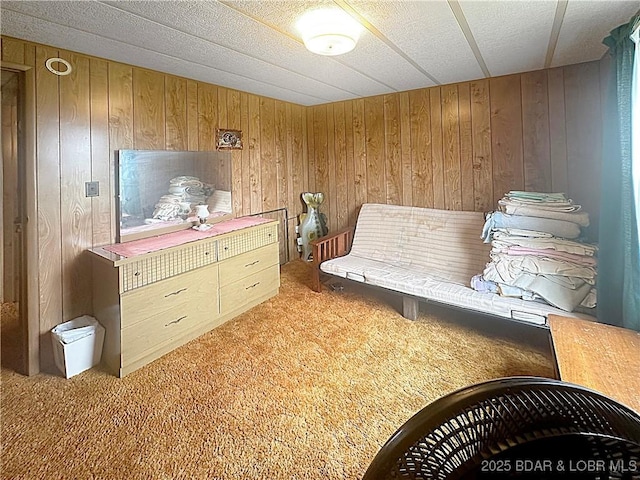 796 1051st Rd SE, Mo, MO 64740 - sitting room featuring carpet floors and wood walls