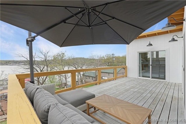 27205 Marina Ln, Barnett, MO 65011 - deck with an outdoor hangout area