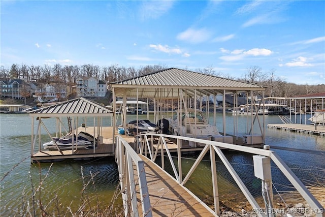 383 Forestridge Ln, Sunrise Beach, MO 65079 - dock area featuring boat lift and a water view