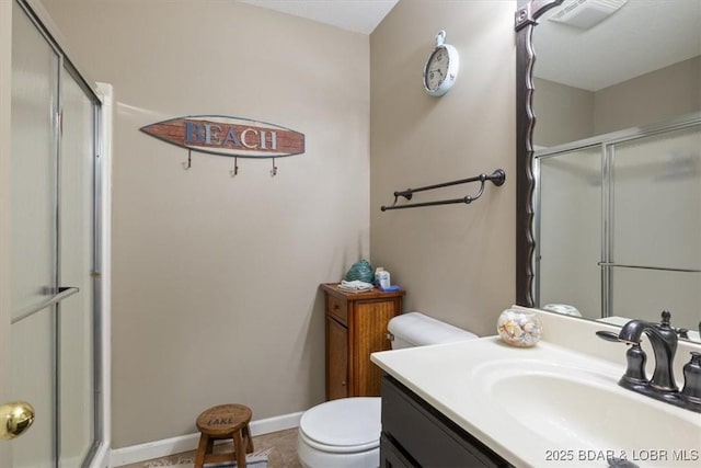 4800 Eagleview Dr Unit 133, Osage Beach, MO 65065 - full bath with toilet, a stall shower, vanity, and baseboards