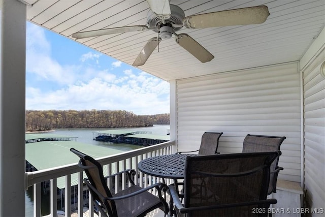4800 Eagleview Dr Unit 133, Osage Beach, MO 65065 - balcony featuring a water view and ceiling fan
