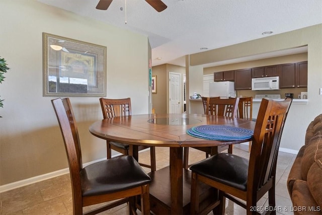 4800 Eagleview Dr Unit 133, Osage Beach, MO 65065 - dining space featuring ceiling fan, baseboards, and a textured ceiling