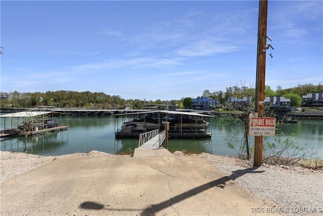 view of dock featuring a water view