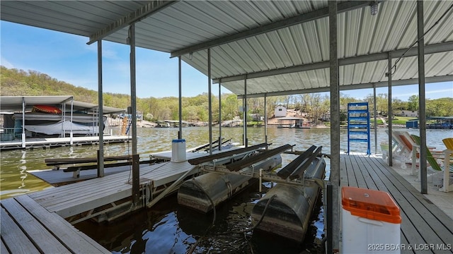 342 Porter Mill Springs Dr, Sunrise Beach, MO 65079 - view of dock featuring boat lift and a water view