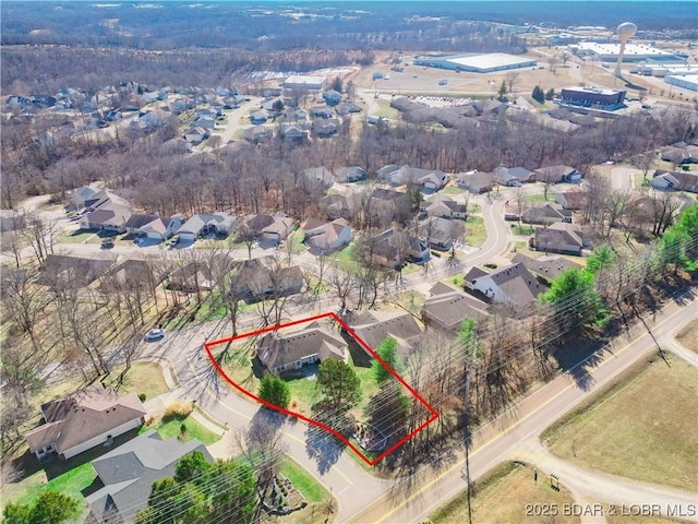 3796 Meadow Ln, Osage Beach, MO 65065 - aerial view of residential area featuring property parcel outlined