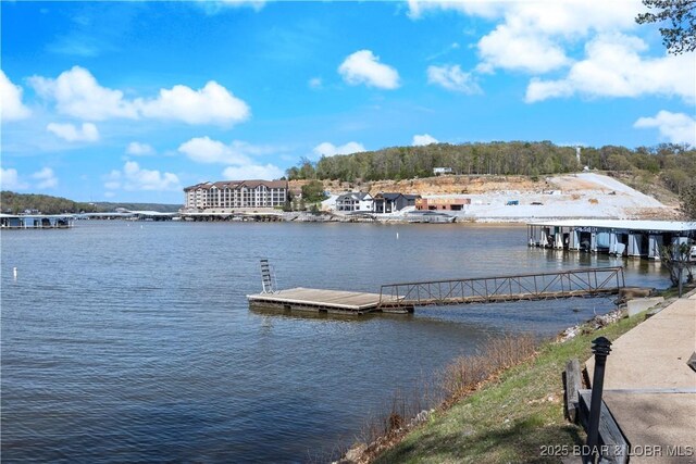 dock area featuring a water view