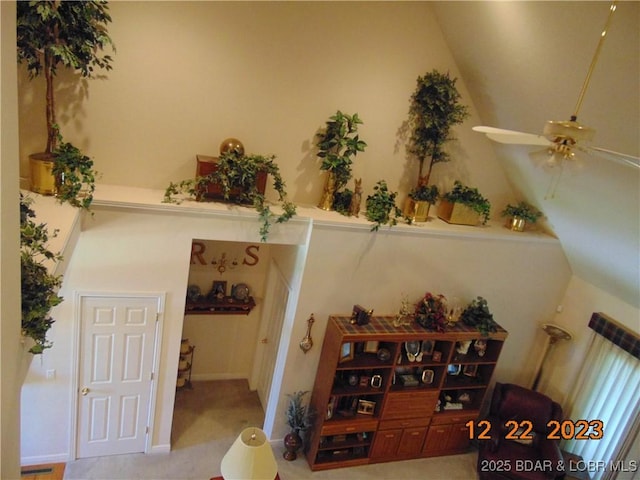 1932 Mimosa Ct, Lebanon, MO 65536 - living area featuring a ceiling fan and lofted ceiling