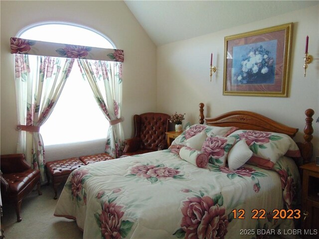 1932 Mimosa Ct, Lebanon, MO 65536 - bedroom featuring multiple windows, lofted ceiling, and carpet flooring