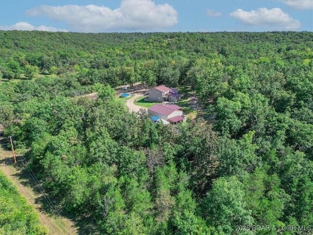drone / aerial view with a forest view
