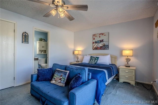 6570 Pelican Dr Unit 404, Osage Beach, MO 65065 - bedroom with carpet flooring, a textured ceiling, ensuite bathroom, and baseboards