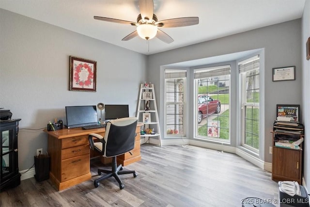 5177 Vicus Castry, Osage Beach, MO 65065 - office with baseboards, ceiling fan, and wood finished floors