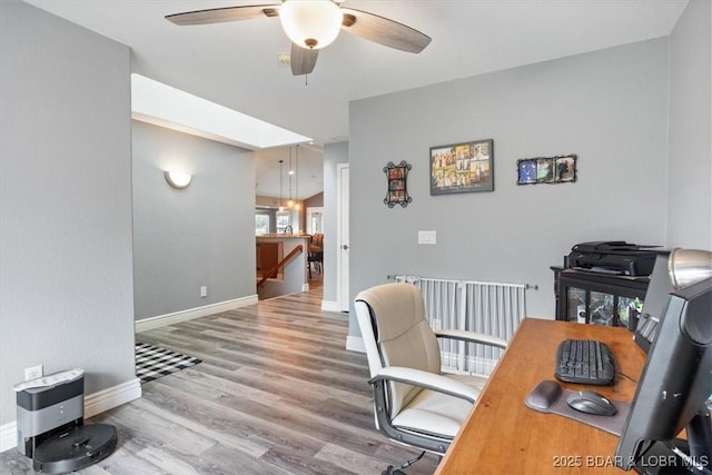 5177 Vicus Castry, Osage Beach, MO 65065 - office space featuring wood finished floors, baseboards, and ceiling fan