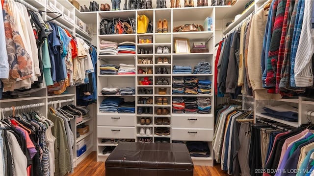 spacious closet featuring wood finished floors