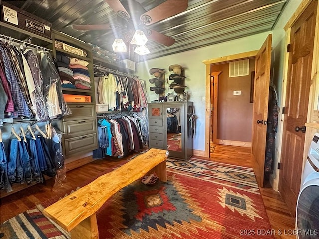 69985 US Highway 50, Tipton, MO 65081 - walk in closet featuring ceiling fan and wood finished floors