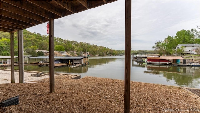 dock area featuring a water view