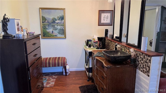 30993 Viewside Dr, Rocky Mount, MO 65072 - interior space featuring wood finished floors, vanity, and baseboards