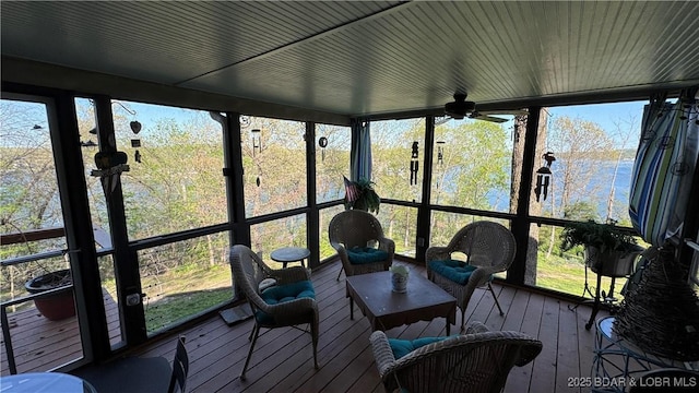 30993 Viewside Dr, Rocky Mount, MO 65072 - sunroom with ceiling fan